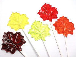 100 MAPLE LEAF LOLLIPOPS - Fall Party Favors, Select up to 3 colors and ... - $94.99