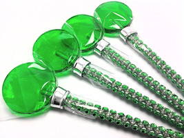 12 GREEN LOLLIPOPS with Bling Sticks - Wedding and Bridal Lollipop Favors, Party - £14.85 GBP