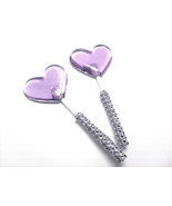 12 LAVENDER HEART LOLLIPOPS - Matching Faux Rhinestone Stick, Wedding an... - $34.28 CAD