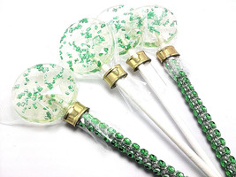 12 - Green Crystal Lollipops - Wedding, Bridal Shower, And Party Favors - £15.12 GBP