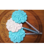 12 OPAQUE SNOWFLAKE LOLLIPOPS with Bling Sticks - Frozen Princess Party ... - $24.99