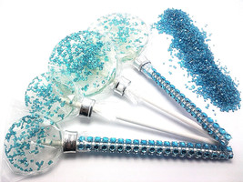 12 - Blue Crystal Lollipops - Wedding, Bridal Shower, And Party Favors - £11.93 GBP