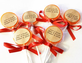12 Lollipops With Kraft Labels And Satin Ribbon - Wedding And Bridal Shower Favo - £15.17 GBP