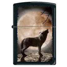 Zippo Lighter - Wolf Howling at Moon Black Matte - 852879 - £24.40 GBP