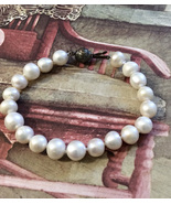 Vintage Pearl Bracelet with Ornate Silver Ball Clasp Closure - £15.73 GBP