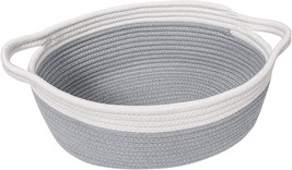 Goodpick Small Woven Basket Cute Gray Rope Basket Cotton Basket Baby Room - £23.96 GBP