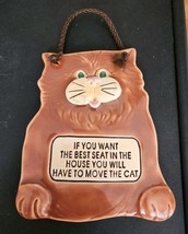 Fun Pottery Cat Wall Art Smoky Mountain Pottery 1994 Wall Plaque Best Seat - $180.68 MXN