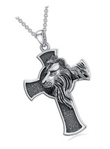 Amulet Protection Cross Necklace Sterling Silver Lion - £132.53 GBP