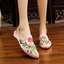Women flannel cotton mules slippers close pointed toe all season leisure ladies comfort thumb200