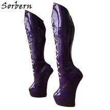 Sailor Moon Cosplay Anime Boot Women Patent Knee High Boots Heelless Horse Hoof  - £220.80 GBP