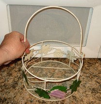 Country Metal Wire Basket w/ Grape Vine Design 8 By 4 Inch Home Decor Decorative - £10.21 GBP