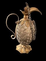 Rare C.1880 Victorian Chatelaine Pitcher Brass Perfume Bottle Floral Bro... - $75.00