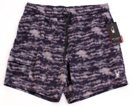 Spyder Swim Black &amp; Gray Printed Swim Shorts Brief Lined Swim Trunks Men&#39;s XL - £42.80 GBP