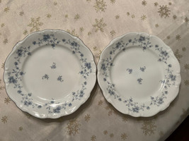 Set 2 Johann Haviland Blue Garland 10&quot; Dinner Plates Bavaria Germany Silver Trim - £13.51 GBP