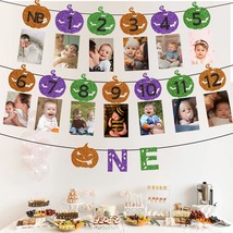 Halloween 1St Birthday Party Decorations Pumpkin 12 Month Photo Banner For First - £23.96 GBP