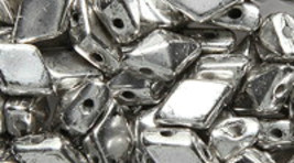 Jet Antique Silver Czech Glass Twin Hole Beads Diamond Duo 5 mm x 8 mm 12 gram  - £6.68 GBP