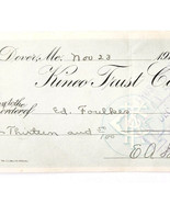 1912 Kineo Trust Company Bank Check E.A. Sampson Dover Maine Signed 1009... - €17,15 EUR