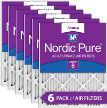 The 6 Pack Of Nordic Pure 16X25X1 Merv 8 Pleated Ac Furnace Air Filters. - £54.87 GBP