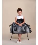 Stunning Black Striped White Top Flower Girl Party Pageant Dress Crayon ... - £28.97 GBP+