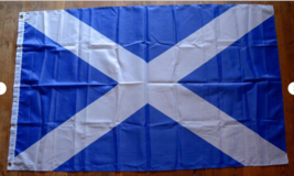 Vintage Scotland Large Flag Banner 2 Side Blue White 60x34&quot; - $7.89