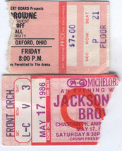 JACKSON BROWNE 2 TICKET STUBS 1978 KARLA BONOFF OXFORD OHIO + 1986 ATLAN... - $29.50