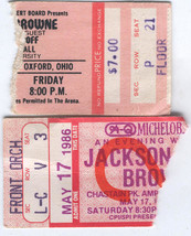 JACKSON BROWNE 2 TICKET STUBS 1978 KARLA BONOFF OXFORD OHIO + 1986 ATLAN... - £23.63 GBP