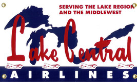 Lake Central Airlines Airplane Vintage Aviation Porcelain Metal Sign - $40.00