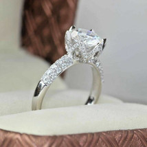 Floral Engagement Ring 2.50Ct Round Simulated Diamond 14k White Gold in Size 7.5 - £216.30 GBP