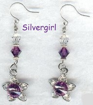 Amethyst flower crystal dangle earrings thumb200