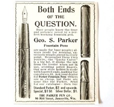 Parker Fountain Pens 1897 Advertisement Victorian Writing Instruments AD... - $19.99