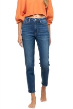 Vervet By Flying Monkey erika stretch mom jeans in Dark Denim - £31.29 GBP