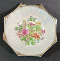 Vintage TRIMONT WARE Japanese IRIDESCENT OCTAGON Porcelain FLORAL BOWL 7&quot; - €9,89 EUR