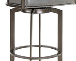 Armen Living Pharaoh Swivel 26&quot; Mineral Finish and Grey Faux Leather Bar... - $390.99