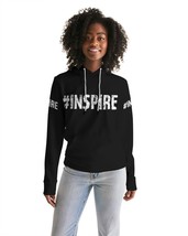 Inspire Black White Womens Hoodie with Sleeve Text - £31.89 GBP