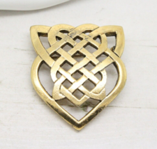 Vintage Signed Scottish Celtic Ornate Eternity Knot Large BROOCH Pin Jewellery - £23.86 GBP