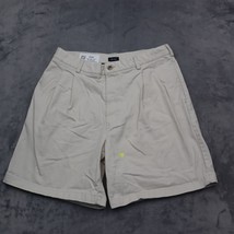 Izod Shorts Mens 36 Ivory Chino High Rise Button Zip Pocket Cotton Pleat... - $18.69