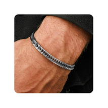 Chain Bracelets for Men - Premium Stainless Steel Mens Bracelet, Silver Plated N - $38.32