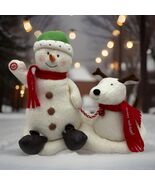 Vtg Hallmark Jingle Pals Snowman Dog Animated Musical Singing Plush WORK... - $29.05