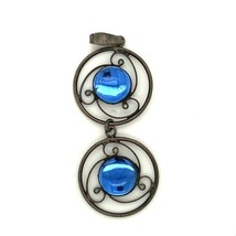 Vintage Sterling Signed Talleres de Los Ballesteros Mexico Blue Stone Pendant - $94.05