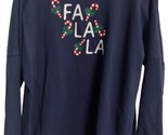 Crown &amp; Ivy FaLaLa Long Sleeved Christmas Candy cane Blue T Shirt Size Lg - $14.25