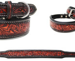 Padded Leather Hand Crafted Tooled Dog Collar 60FK41 - £38.37 GBP+