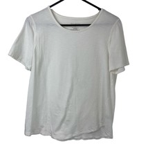 Talbots Scoop Tee Shirt Women Size M White Short Sleeves Cotton Modal Stretch - £10.03 GBP