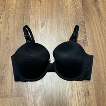 Victorias Secret Solid Black Lined Underwire Demi Bra Sz 34DD Gold V Mul... - $23.76