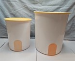 Set of 2 Tupperware Large Storage Containers Nesting 2416B 2420D Beige - $18.99