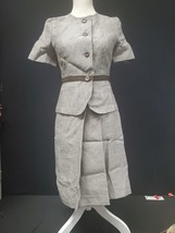 MAX MARA Gray Linen Silk Blend Short Sleeve Jacket Faux Wrap Midi Skirt ... - $3,463.63 MXN