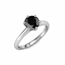 6 Prong Black AAA Enhanced Diamond 14K White G Solitaire Anniversary Ring 0.75ct - £245.06 GBP