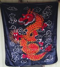 Dragon Chinese Lucky Mythical Fantasy Clouds Queen Size Blanket - £48.25 GBP
