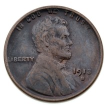 1913-S 1C Lincoln Wheat Cent in XF Condition, Brown Color, Nice Strike! - £58.21 GBP