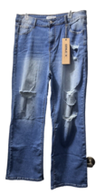 Genleck Women&#39;s Wide Leg Boyfriend Baggy Jeans Distressed Ripped Sz XL NWT - £19.60 GBP