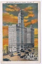 Illinois Postcard Chicago Wrigley Building At Sunset - $2.96